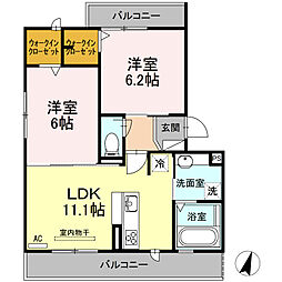 Ks'A 2LDKの間取図画像