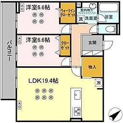 サクレ愛宕 2LDKの間取図画像