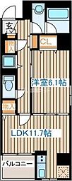 ガーネットヒルズ本町 1LDKの間取図画像