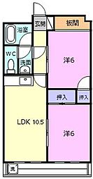 名張駅前マンション 2LDKの間取図画像