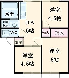 杉森アーバンハイツA 3DKの間取図画像