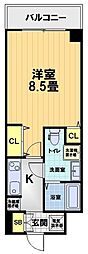 フォース二条城東 1Kの間取図画像