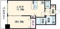サンシャイン十番館.曽根 1LDKの間取図画像
