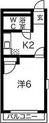 ドリーミーロード玉村B棟 1Kの間取図画像