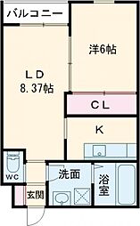 ティアラ 1LDKの間取図画像