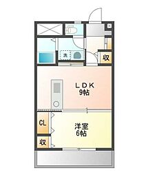 リブハイム土井 1LDKの間取図画像