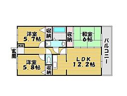 千鳥エクセルシオ 3LDKの間取図画像