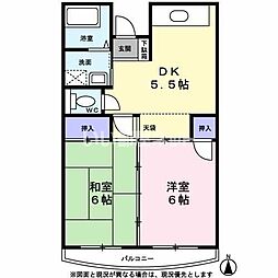 中山マンションB棟 2DKの間取図画像