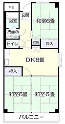 ニューライフ高嶺 3DKの間取図画像
