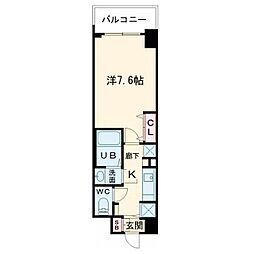 Alivisドーム前 1Kの間取図画像
