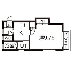 ヌーベルパルティール 1Kの間取図画像