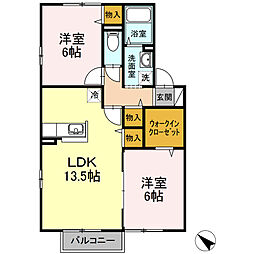 パークサイドセジュール 2LDKの間取図画像