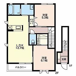 ラメール59B 2LDKの間取図画像