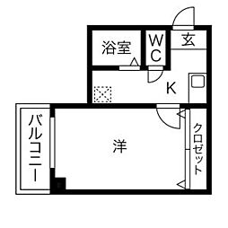 レジデンスカープ千葉 1Kの間取図画像