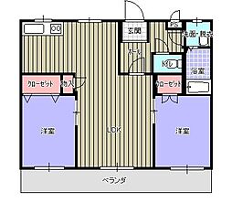 コーポESA 2LDKの間取図画像