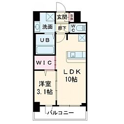 Alivisドーム前 1LDKの間取図画像