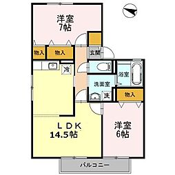 エセルディハイツA棟 2LDKの間取図画像