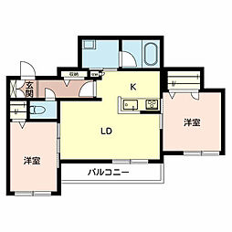 プレジール 2LDKの間取図画像