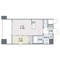 ラクラス博多 1LDKの間取図画像