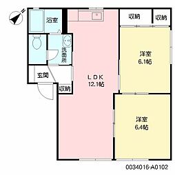 シャローム島崎 2LDKの間取図画像