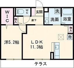 グランシャリオ二町A棟 1Kの間取図画像
