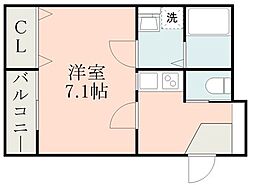 サイエンス吉富 1Kの間取図画像
