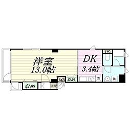 レジデンス勾当台 1DKの間取図画像
