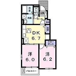 ウエストヒルズA 2DKの間取図画像