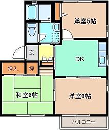 エスポワールA 3DKの間取図画像