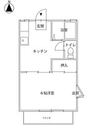 ジュネス東岡山 1Kの間取図画像