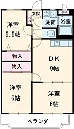 サンウォーク2 3DKの間取図画像