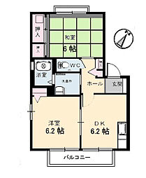 フォーレス沼城 2DKの間取図画像