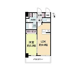 ディームス江坂 1LDKの間取図画像