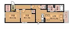 GOLD HEIMII 2LDKの間取図画像