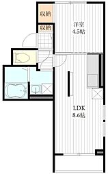 仙台市若林区中倉1丁目アパート 1LDKの間取図画像