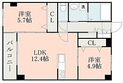 ハイムセラウエスト 2LDKの間取図画像