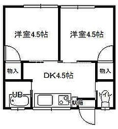 さくら荘 2DKの間取図画像