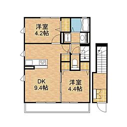 サンパティークB 2LDKの間取図画像
