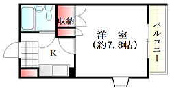 M山肩ビル 1Kの間取図画像