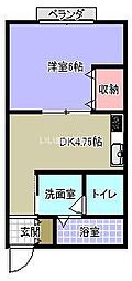 コーポらいむ2 1DKの間取図画像