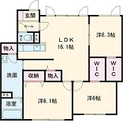 K(ケイ) 3LDKの間取図画像