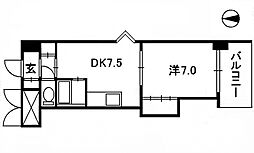 ミッションデルタ 1DKの間取図画像