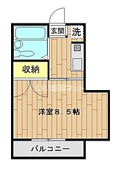 ソレイユ航映 1Kの間取図画像