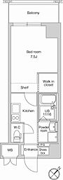 エンクレスト祇園 1Kの間取図画像