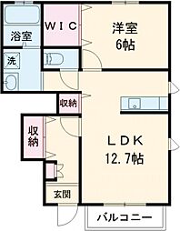 サンライズ黒木 1LDKの間取図画像