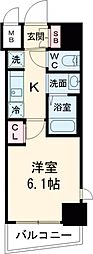 エステムコート神戸元町2グレイド 1Kの間取図画像