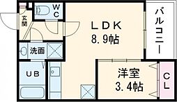 ジーメゾン八幡西ヴェルデ 1LDKの間取図画像