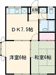 エステートプレジール 2DKの間取図画像