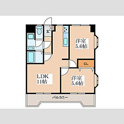 シャルマン 2LDKの間取図画像