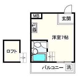 リアライズ塩屋 ワンルームの間取図画像